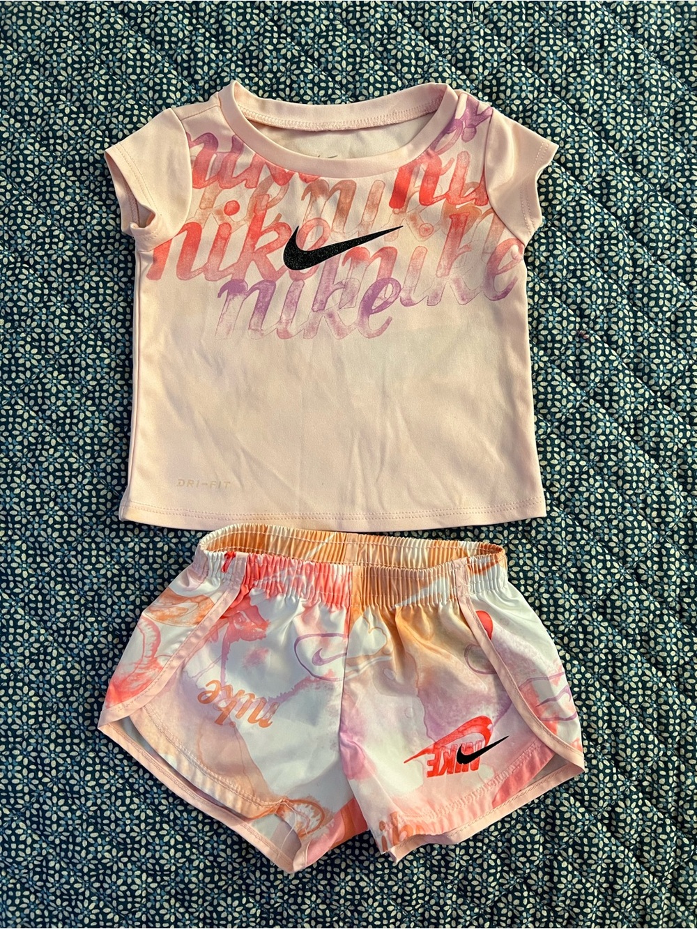 Nike Girls' Pink Gradient Dri-FIT Short Set - 12M